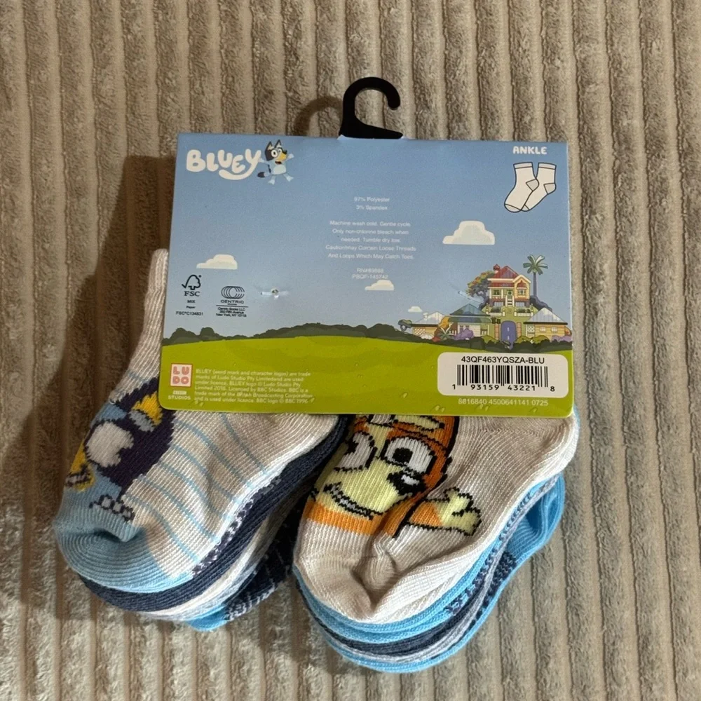 Bluey Baby Ankle Socks 10‎ Pairs Size 6–12 Months New